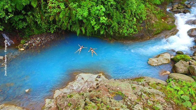 Girls-swimming-Blue-Falls-of-Costa-Rica