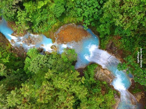 Bird view of La Celestial waterfall.